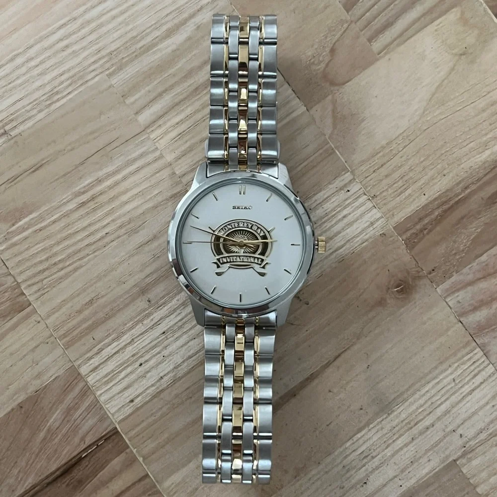 Seiko RARE Monterey Bay Invitational Golf Men’s Watch White Dial 2-Tone Bracelet